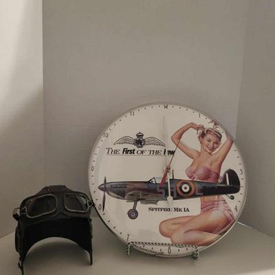 Vintage 6” aviator helmet replica working aviation girly clock