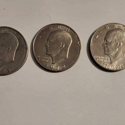 3 Eisenhower dollars