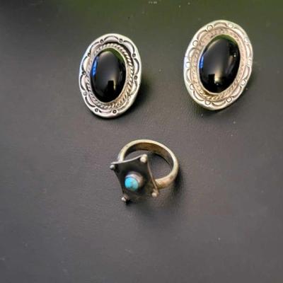 Sterling earrings and ring