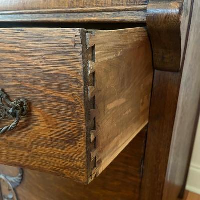 Antique Oak Sideboard with Beveled Glass Mirror (DR-MG)