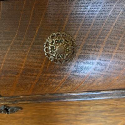 Antique Oak Sideboard with Beveled Glass Mirror (DR-MG)