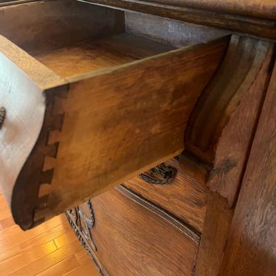 Antique Oak Sideboard with Beveled Glass Mirror (DR-MG)