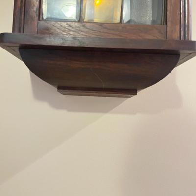Wooden Wall Clock With Leaded Glass Door (EH-MG)