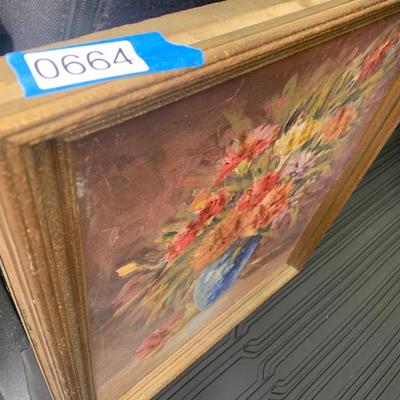 Antique Signed Oil Floral Painting