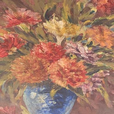 Antique Signed Oil Floral Painting