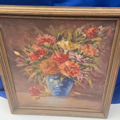 Antique Signed Oil Floral Painting
