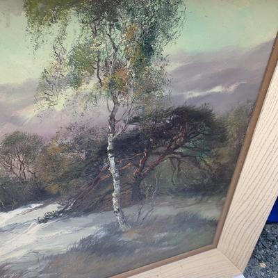 43” x 31” Vintage Oil Landscape Signed / Framed