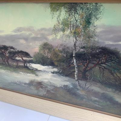 43” x 31” Vintage Oil Landscape Signed / Framed