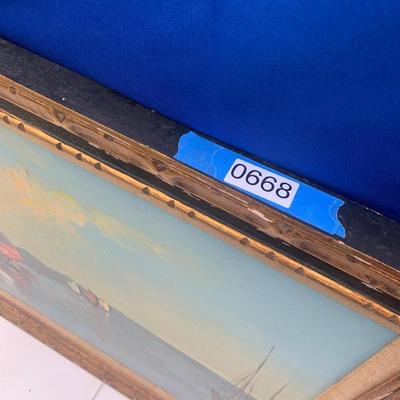 55” Oil on Canvas Seaside Scene Signed / Framed