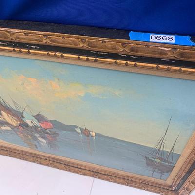 55” Oil on Canvas Seaside Scene Signed / Framed