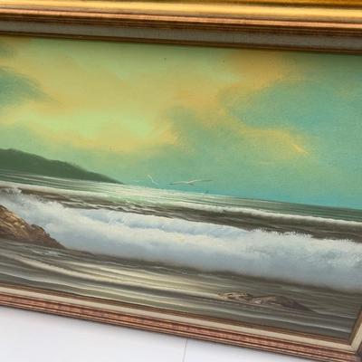 Large Vintage Oil on Canvas Beach Scene Signed / Framed