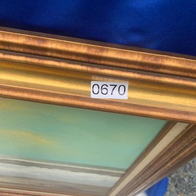 Large Vintage Oil on Canvas Beach Scene Signed / Framed
