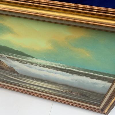 Large Vintage Oil on Canvas Beach Scene Signed / Framed