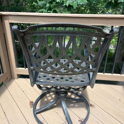 Two Cast Aluminum Chairs & Ottomans with Cushions (D-MG)