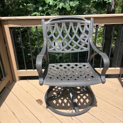 Two Cast Aluminum Chairs & Ottomans with Cushions (D-MG)