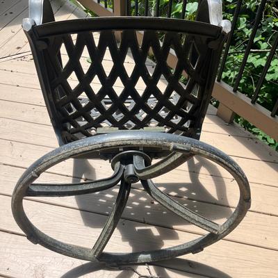 Two Cast Aluminum Chairs & Ottomans with Cushions (D-MG)