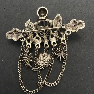 Vintage rare designer, signed art Night crown brooch