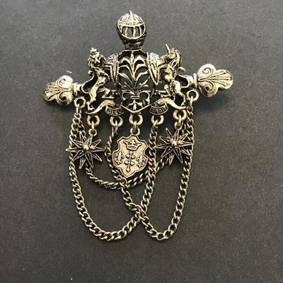 Vintage rare designer, signed art Night crown brooch
