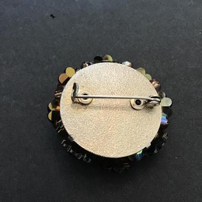 Vintage, brown, crystal ravioli, style brooch