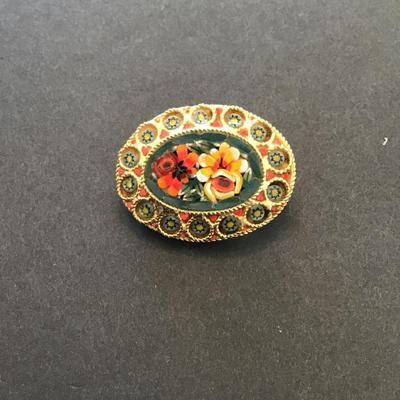Vintage mosaic art brooch