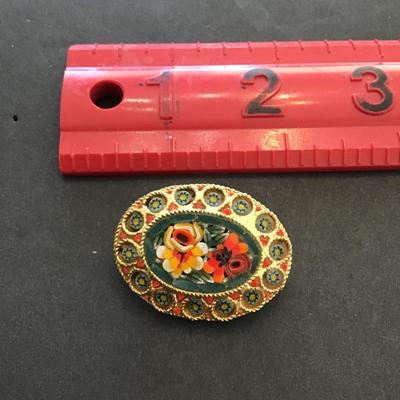 Vintage mosaic art brooch