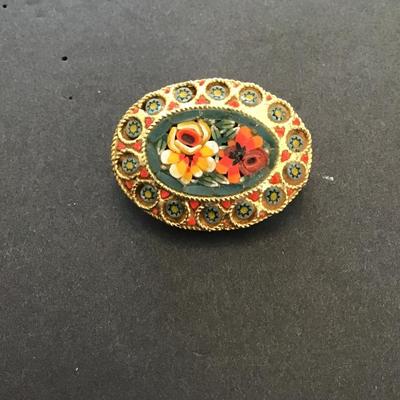 Vintage mosaic art brooch