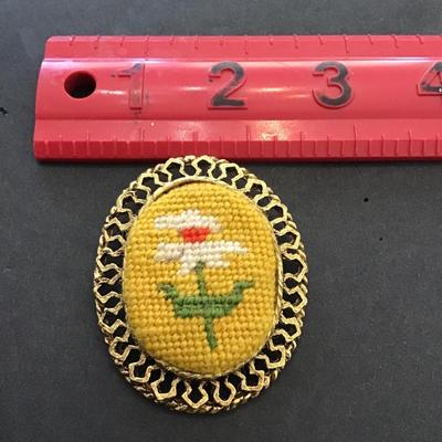 Vintage, handmade, embroidered brooch