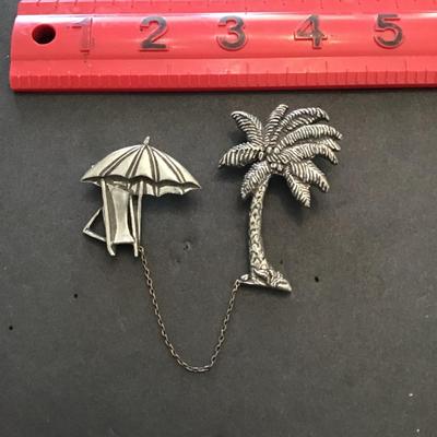 Vintage signed, seagull pewter lapel, pin set