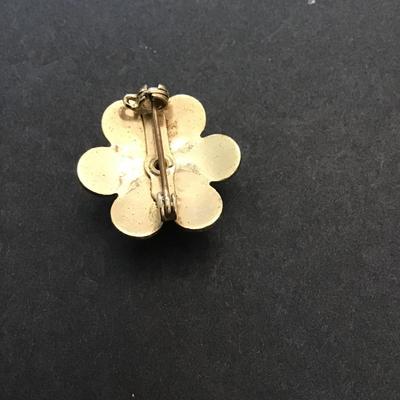 Beautiful vintage enamel rose Guilloche brooch 1950s