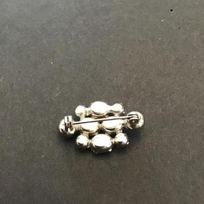 Vintage SilverTone, baby blue rhinestone lapel pin