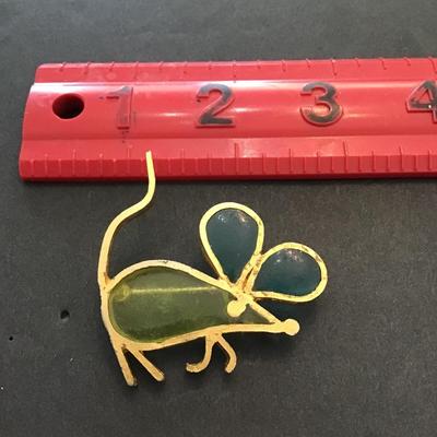 Rare, vintage mouse signed joy, resin stained glass