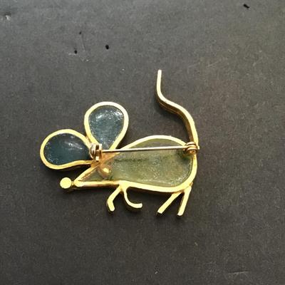 Rare, vintage mouse signed joy, resin stained glass