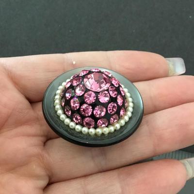 Handcrafted, dome rhinestone brooch