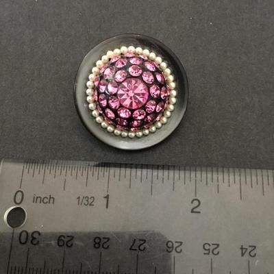 Handcrafted, dome rhinestone brooch