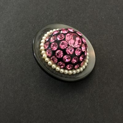 Handcrafted, dome rhinestone brooch