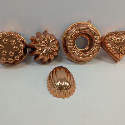 Mirro 5 Piece Aluminum Copper-Tone Mold Set & Revere Utensil Hangers