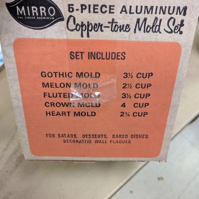 Mirro 5 Piece Aluminum Copper-Tone Mold Set & Revere Utensil Hangers