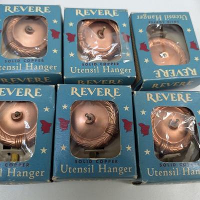 Mirro 5 Piece Aluminum Copper-Tone Mold Set & Revere Utensil Hangers