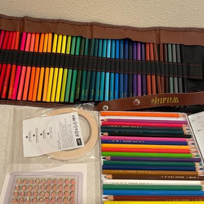 Color pencils, glitter, and card making kit