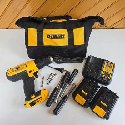 LOT 60P: Dewalt 20V Cordless 1/2" Drill with Toolbag and Accessories