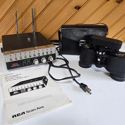 LOT 73P: Super Spy Starter Pack! RCA Four Band Radio Scanner and Sears Binoculars