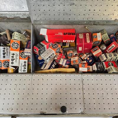 LOT 76P: Tool Tender Radio-Television Service Box with Assorted Glass Tubes and Fuses