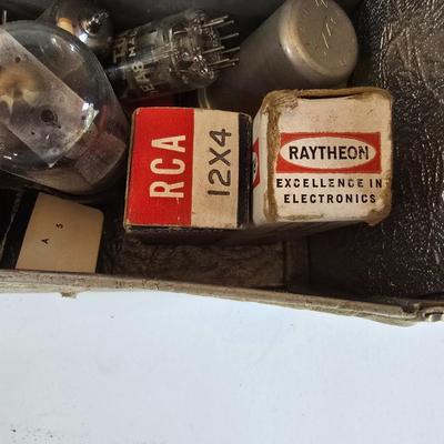 LOT 76P: Tool Tender Radio-Television Service Box with Assorted Glass Tubes and Fuses