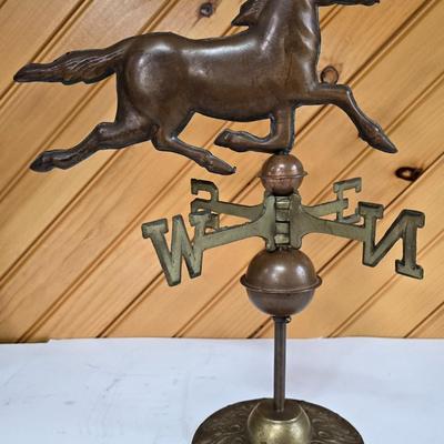 LOT 79F: Brass Horse Weathervane with Decorative Metal Vases and Plaques