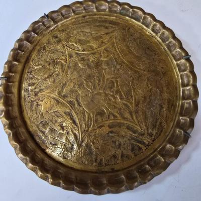 LOT 79F: Brass Horse Weathervane with Decorative Metal Vases and Plaques