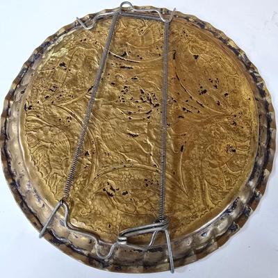LOT 79F: Brass Horse Weathervane with Decorative Metal Vases and Plaques