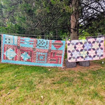 LOT 83L: Two Beautiful Vintage Patchwork/Star Pattern Quilts