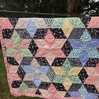 LOT 83L: Two Beautiful Vintage Patchwork/Star Pattern Quilts