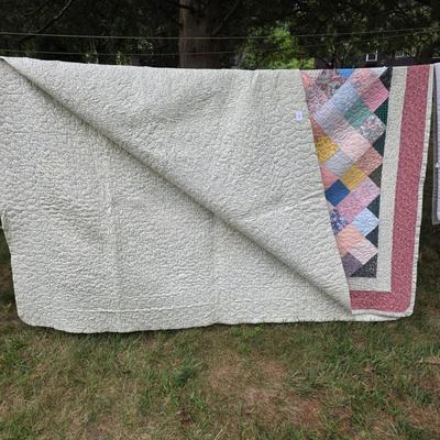 LOT 93L: Vintage Handmade Quilts, Winter Posie Pattern & More