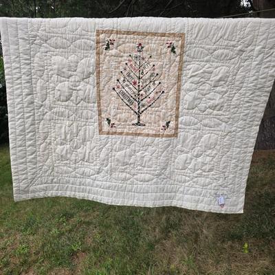 LOT 93L: Vintage Handmade Quilts, Winter Posie Pattern & More